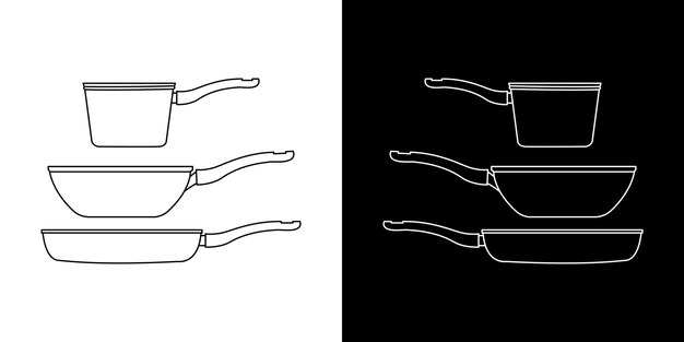 Una collezione di pentole set di utensili da cucina di utensili da cucina vettoriali