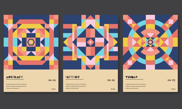 Collection of cool vintage coversabstract shape compositioncolorful retro covers design