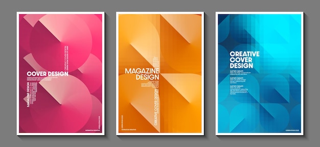 Collection of cover design templates with geometric patterns