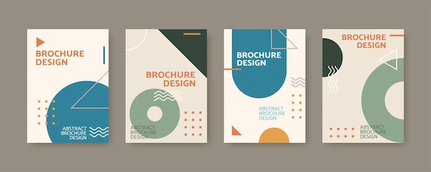 Collection of cover template in bauhaus style designed with classic geometric patterns in nordic color