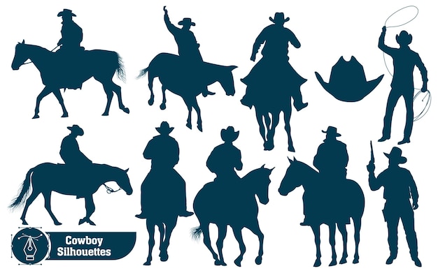 Collection of cowboy silhouettes