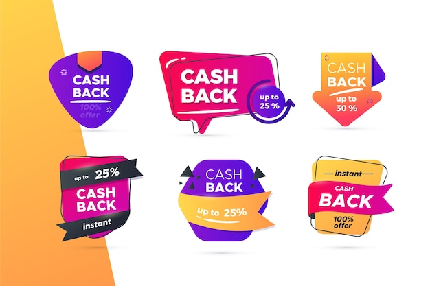 Collezione di etichette di cashback creative