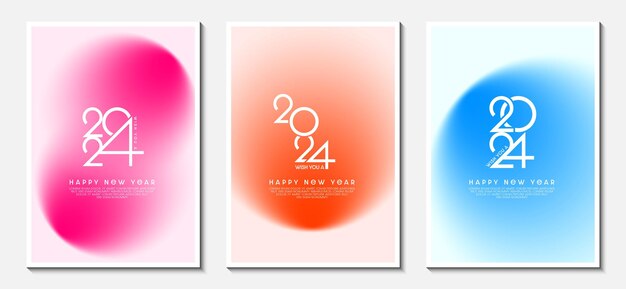 Vettore collezione concetto creativo del set di manifesti di buon anno 2024