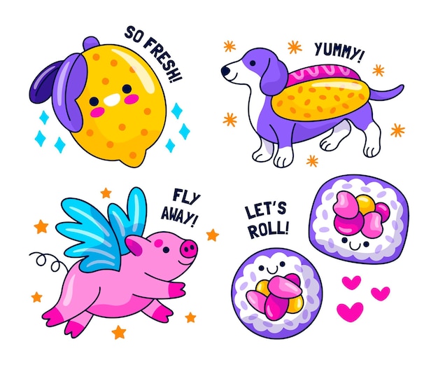 Vector collection of creative fun stickers