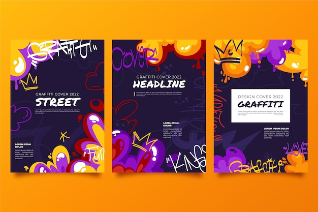 Vettore collezione di copertine di graffiti creativi