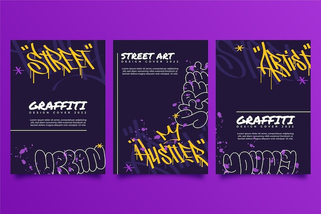 Vettore collezione di copertine di graffiti creativi