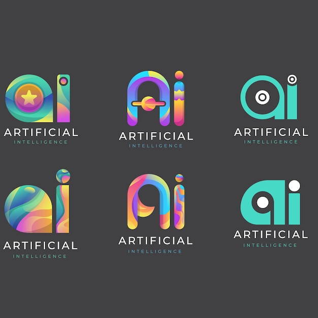 collection of creative letter AI logo design abstract vector icon design illustration