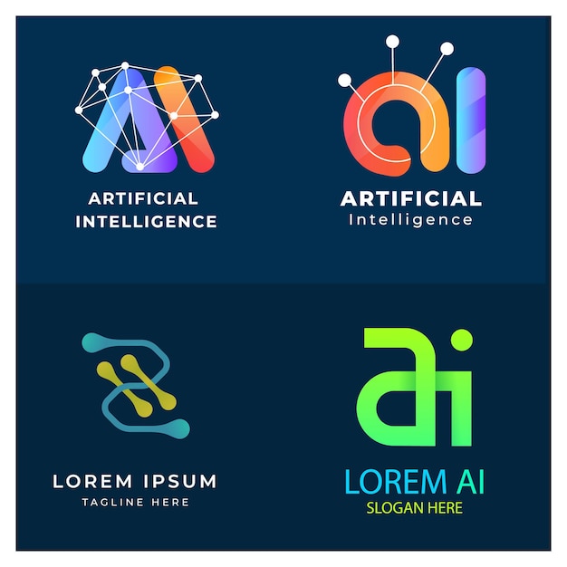 collection of creative letter AI logo design abstract vector icon design illustration