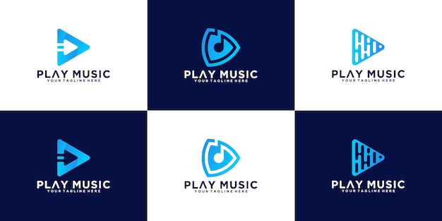 Pulsante di riproduzione della musica del logo creativo della raccolta