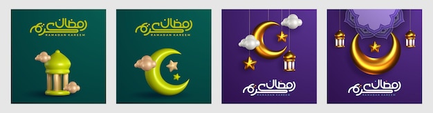 Collection of creative Ramadan Kareem holiday posters cards banners and covers