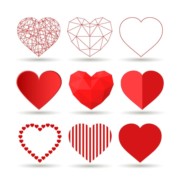 Collection of creative vector hearts Happy Valentines Day set