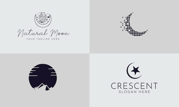 Collection of crescent and half moon logo design inspiration