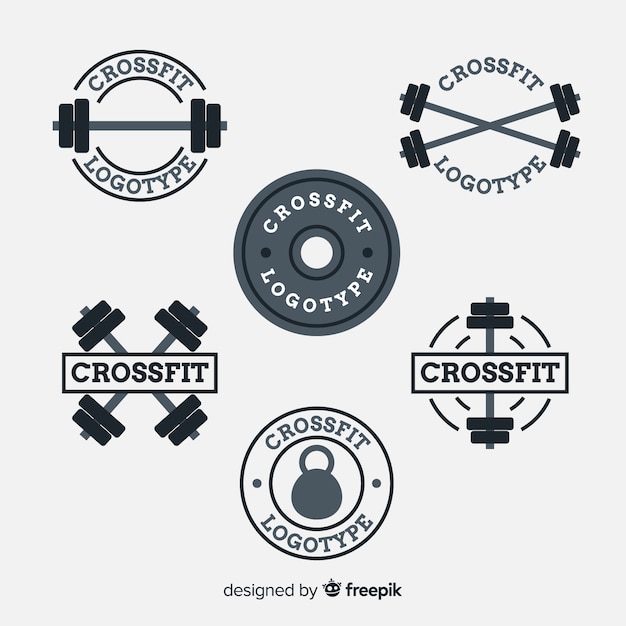 Vettore collezione di stile piatto logo crossfit