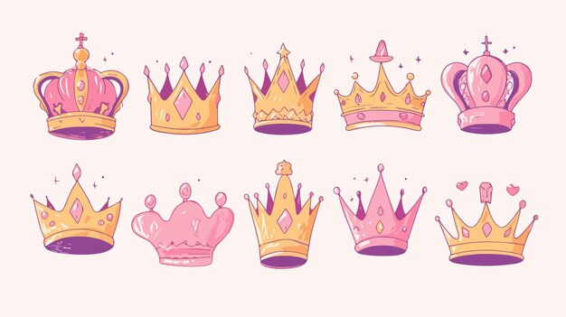 Vector a collection of crowns from the series by person