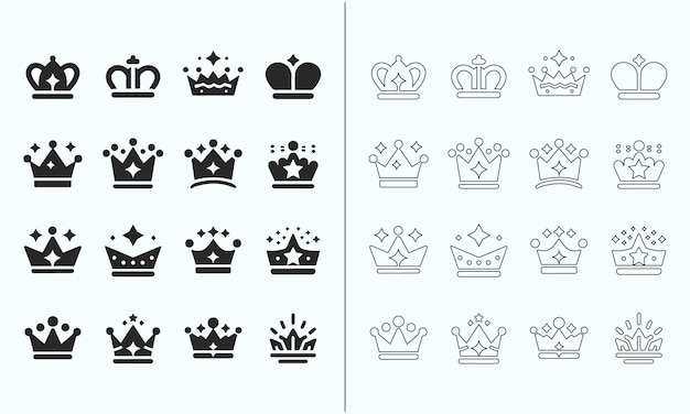 A collection of crowns for king and queen