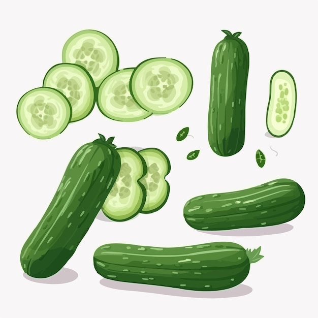 A collection of cucumber characters in a handlettered style for a personal and unique look