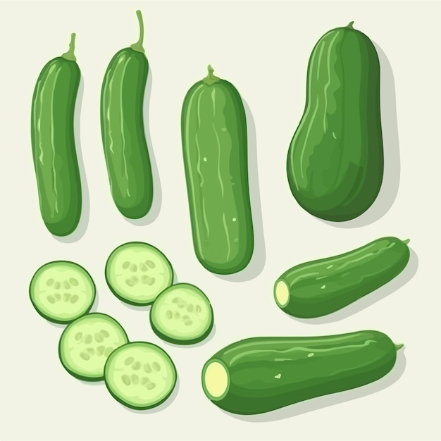 A collection of cucumber vector graphics with a geometric theme for a modern and edgy look