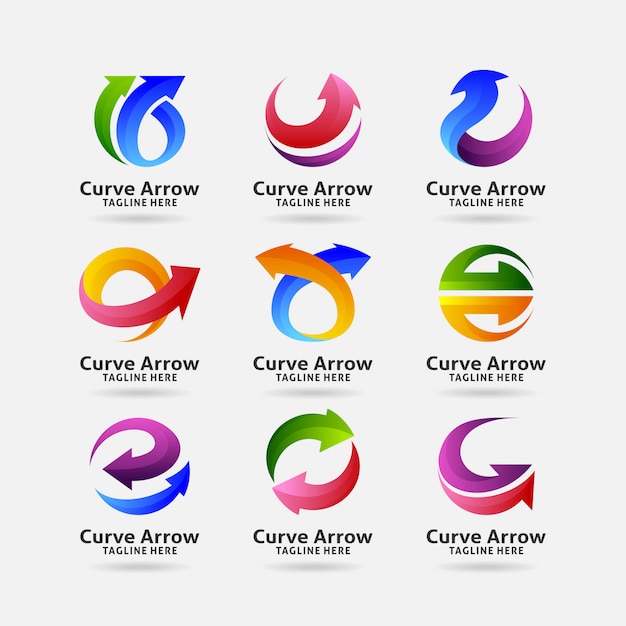 Collection of curve arrow logo