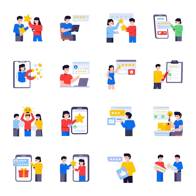 Premium Vector | Collection of customer feedback flat illustrations