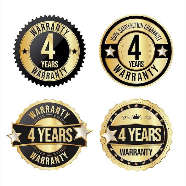 Vector collection of customer satisfaction  warranty guaranteed gold and black badges