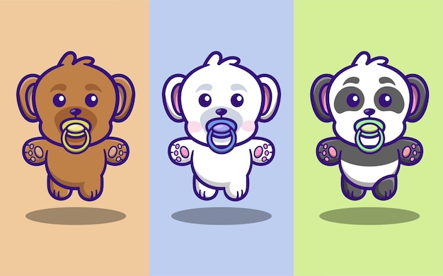 Vector a collection of cute and adorable bear sets