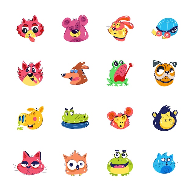 Collection of Cute Animals Flat Stickers