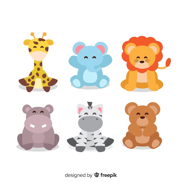 Vector collection of cute animals illustrations