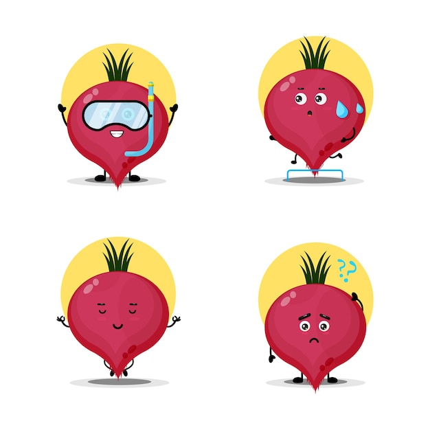 Collection of cute beetroot characters