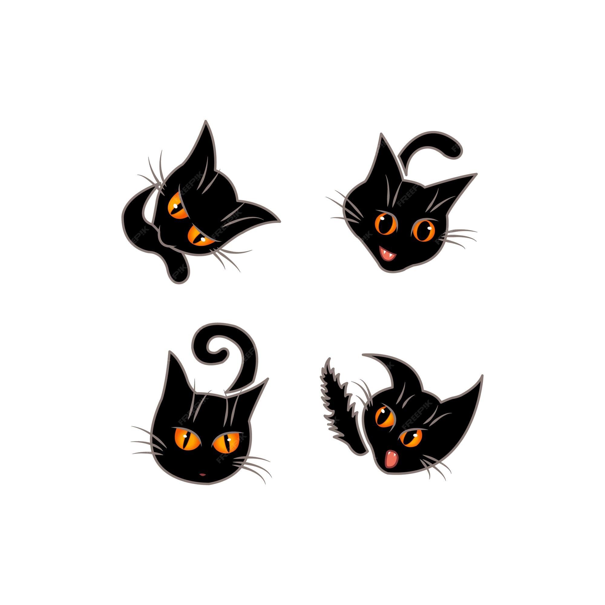 Cute Cats Pets or Kittens Playing or Posing Vector Flat Icons