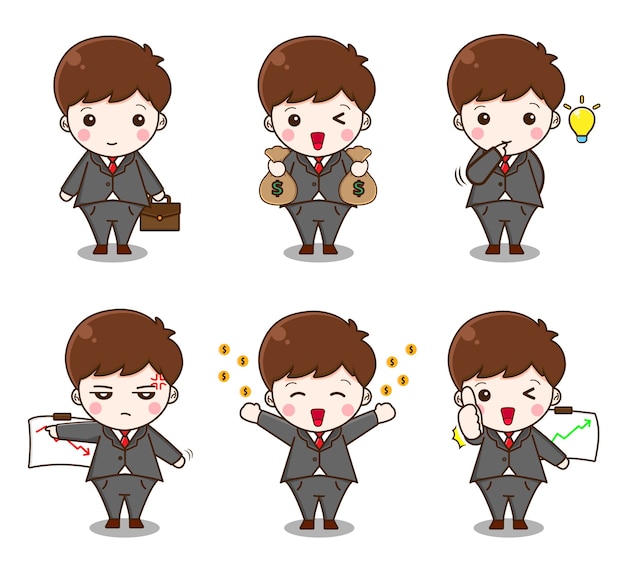 Collection of cute businessman