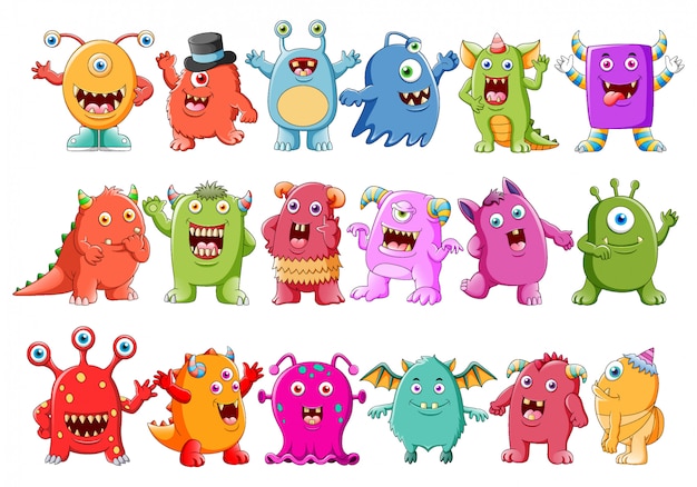 Vector collection of cute character monsters