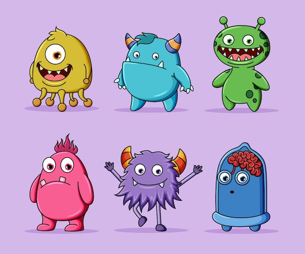 Vector collection of cute character monsters