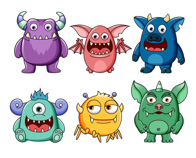 Vector collection of cute character monsters