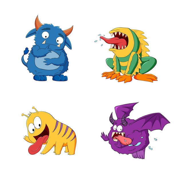 Collection of cute character monsters