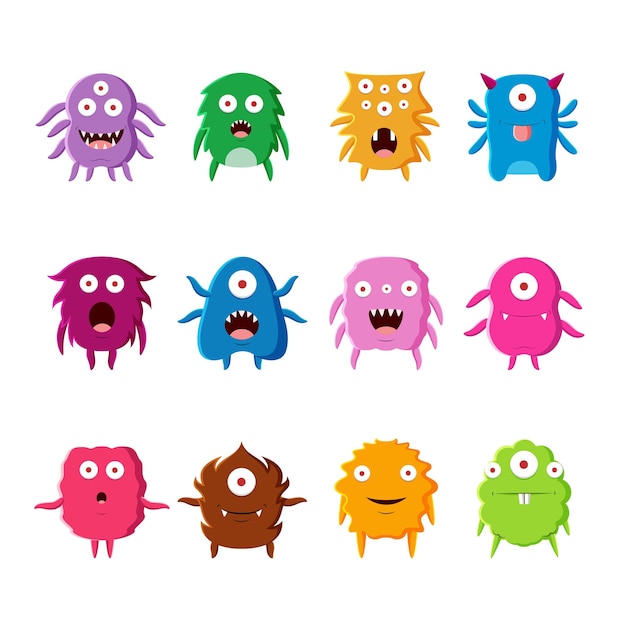 Vector collection of cute character monsters