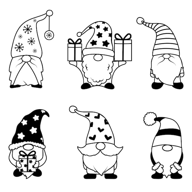 Vector collection of cute christmas vector gnomes