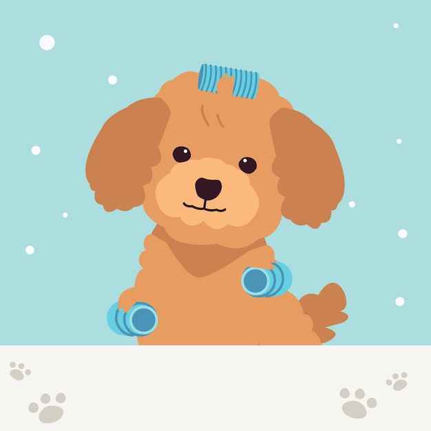 The collection of cute dog with spa and salon theme in flat vector style