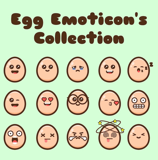 A collection of cute egg illustrations of various expressions