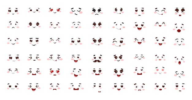 Raccolta di emoticon carine con diverse emozioni