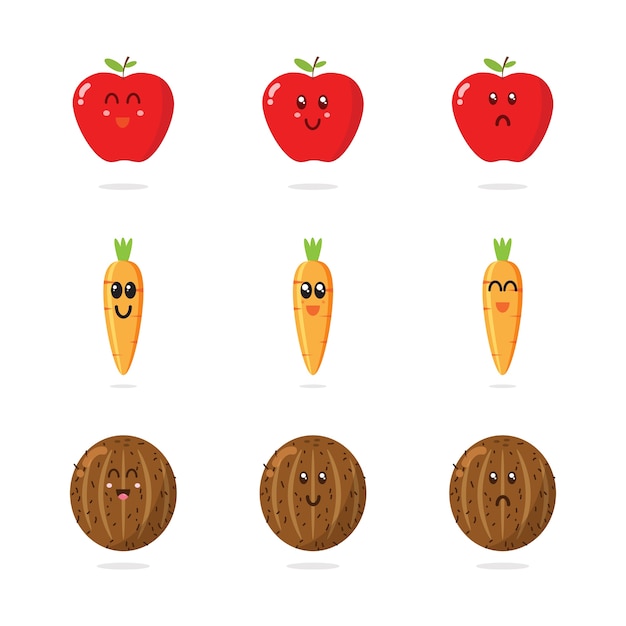 Vector collection of cute fruit characters