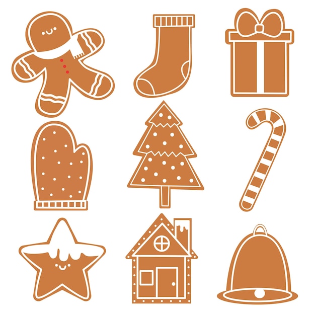 Collection of cute gingerbread cookies for christmas