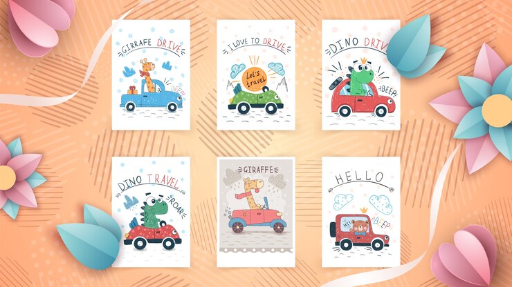 Collection of cute greeting cards