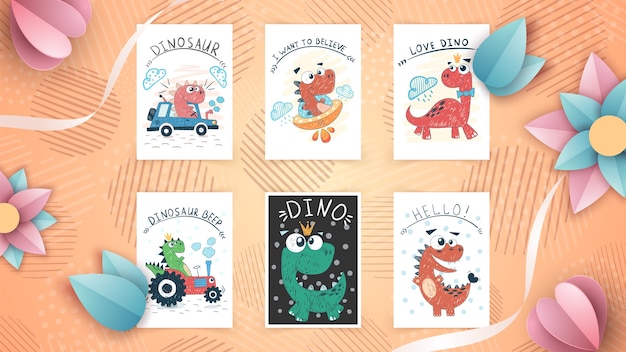 Vector collection of cute greeting cards