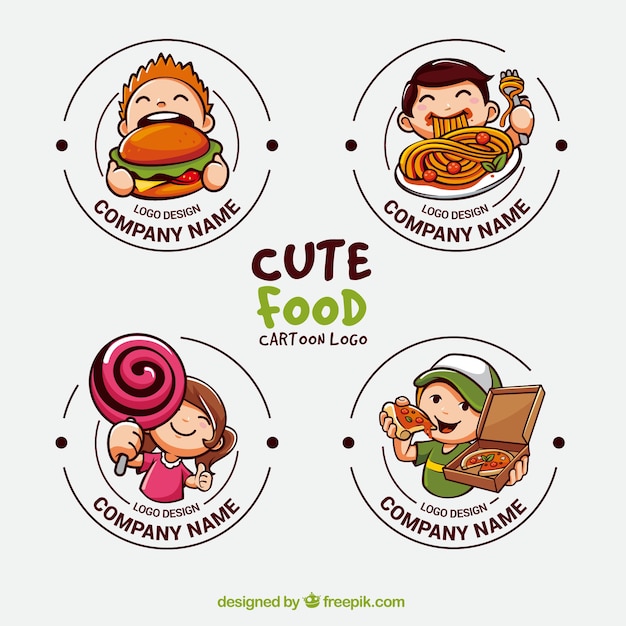 Vector collection of cute logos for food industry