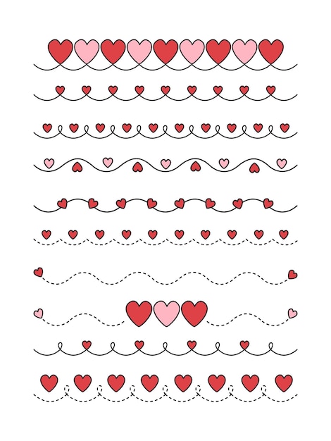 Vector collection of cute love borders