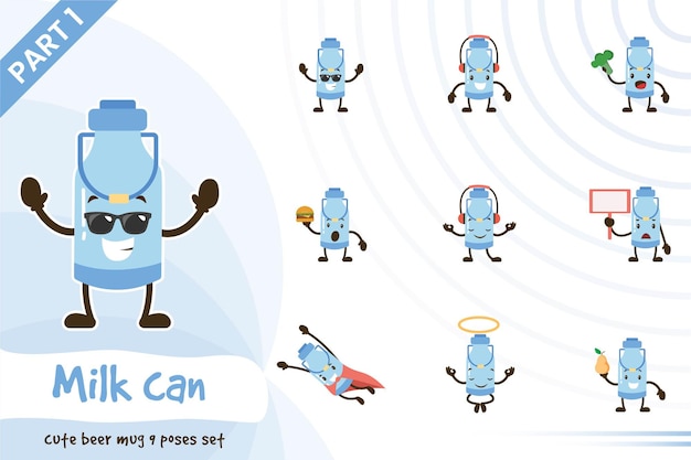 collection of cute milk can poses