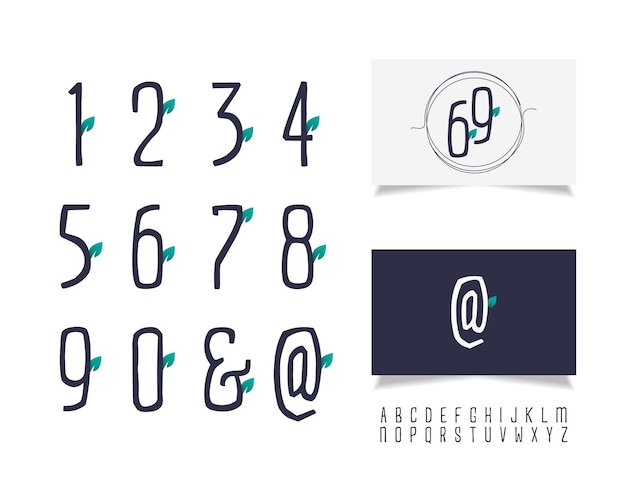 Vector collection of cute number template