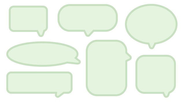 Collection of cute pastel green speech bubble conversation box chat box message box and thinking box