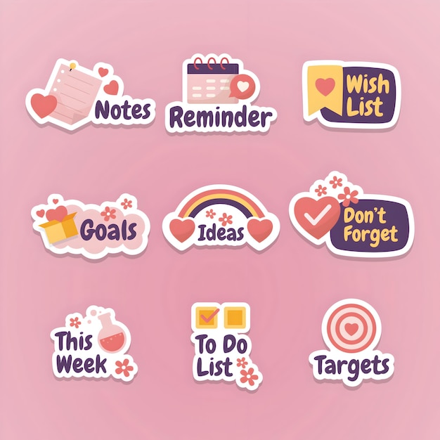 Collection of Cute Planner Stickers with Various Themes