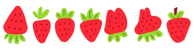 Collection of cute strawberry emoticon